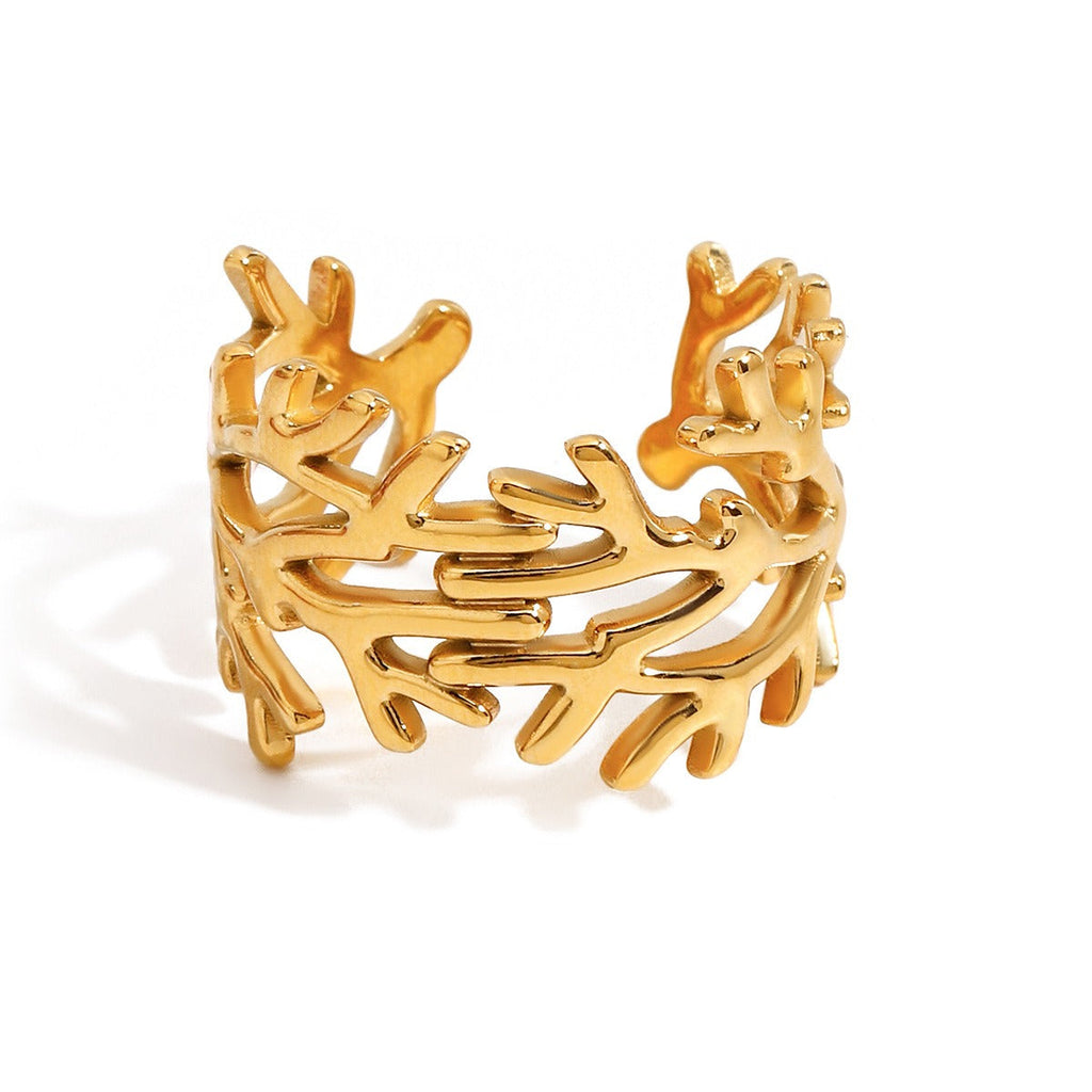 18k gold titanium steel ring