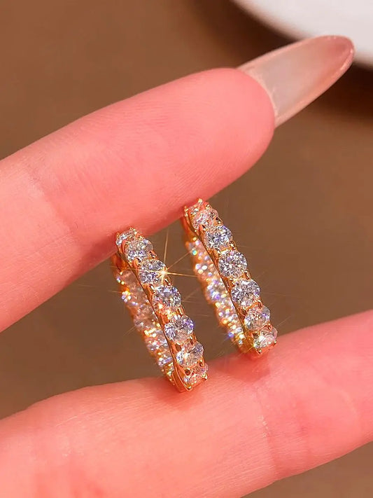 Moissanite Inside-Out Hoop Earrings in Gold-Tone or Silver
