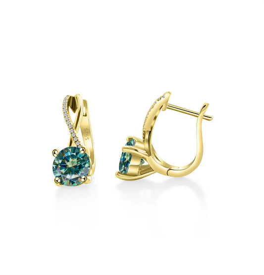 Moissanite Crossover Leverback Earrings, 2 ct Each, Gold-Tone Silver