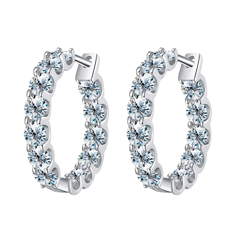 Moissanite Inside-Out Hoop Earrings in Gold-Tone or Silver