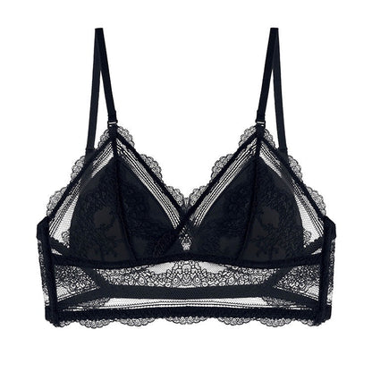 bralette French Sexy U-Shaped Beauty Back Underwear Women Wireless Thin Bra Invisible Backless Lace Triangle Cup Bra Summer