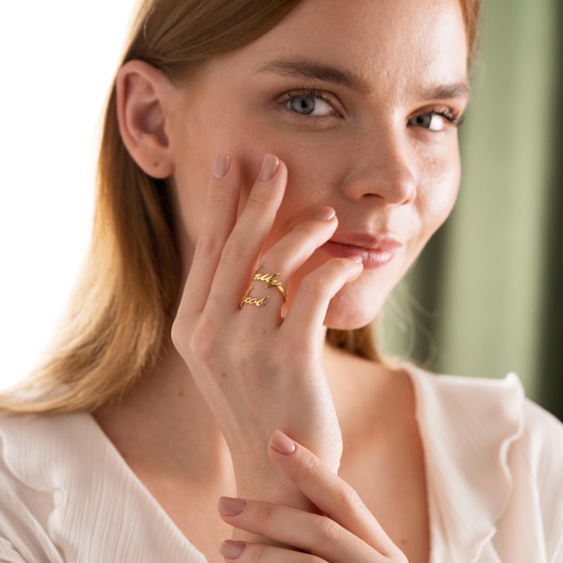Customized Double Name Open Ring