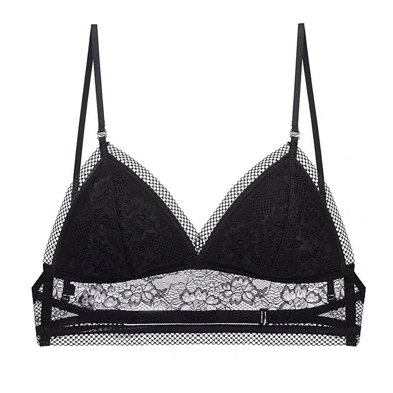 bralette French Sexy U-Shaped Beauty Back Underwear Women Wireless Thin Bra Invisible Backless Lace Triangle Cup Bra Summer