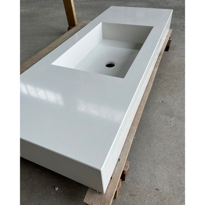 Pure White Quartz Kitchen Sink Handcrafted Engineered Stone Durable Bath Fixture
