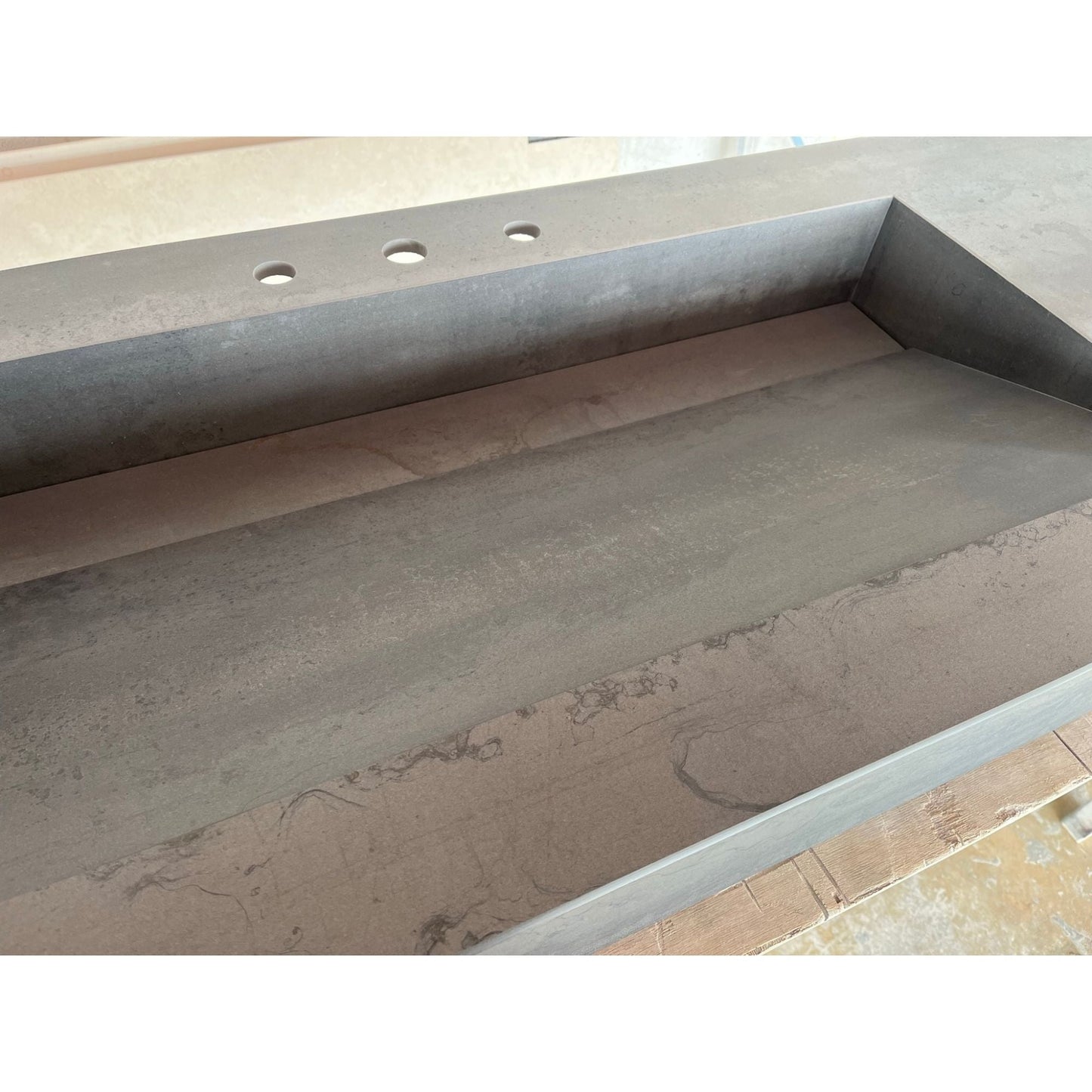 Metal Dark Engineered Porcelain Handcrafted Kitchen Bathroom Sink - Natural Stone Look