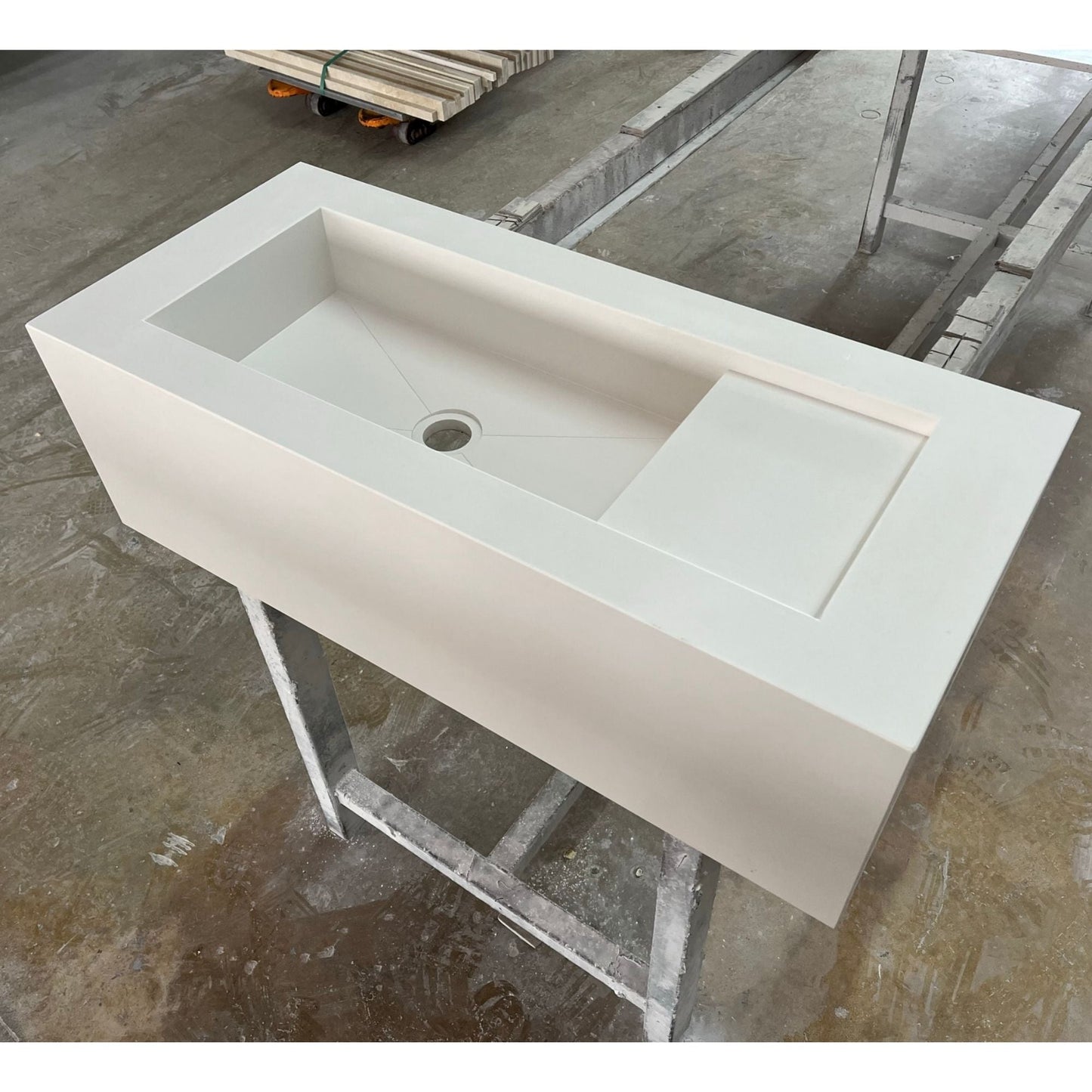 White Quartz Handcrafted Kitchen and Bathroom Sink - Engineered Stone Durability