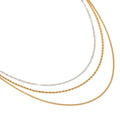 18K gold three-layer chain with gold and silver color matching design, noble and elegant necklace