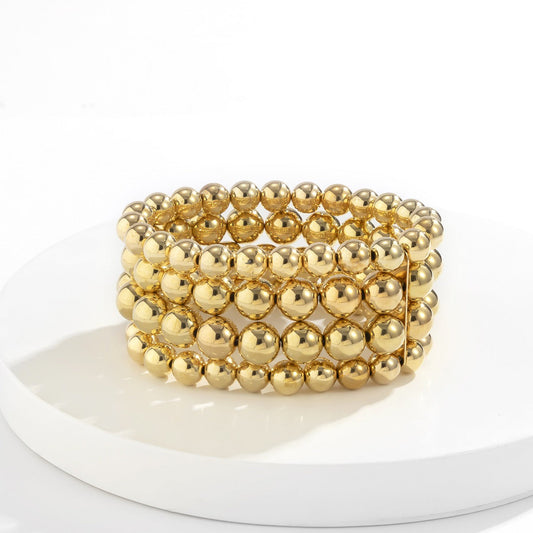 18k gold punk style exaggerated round bead chain bracelet