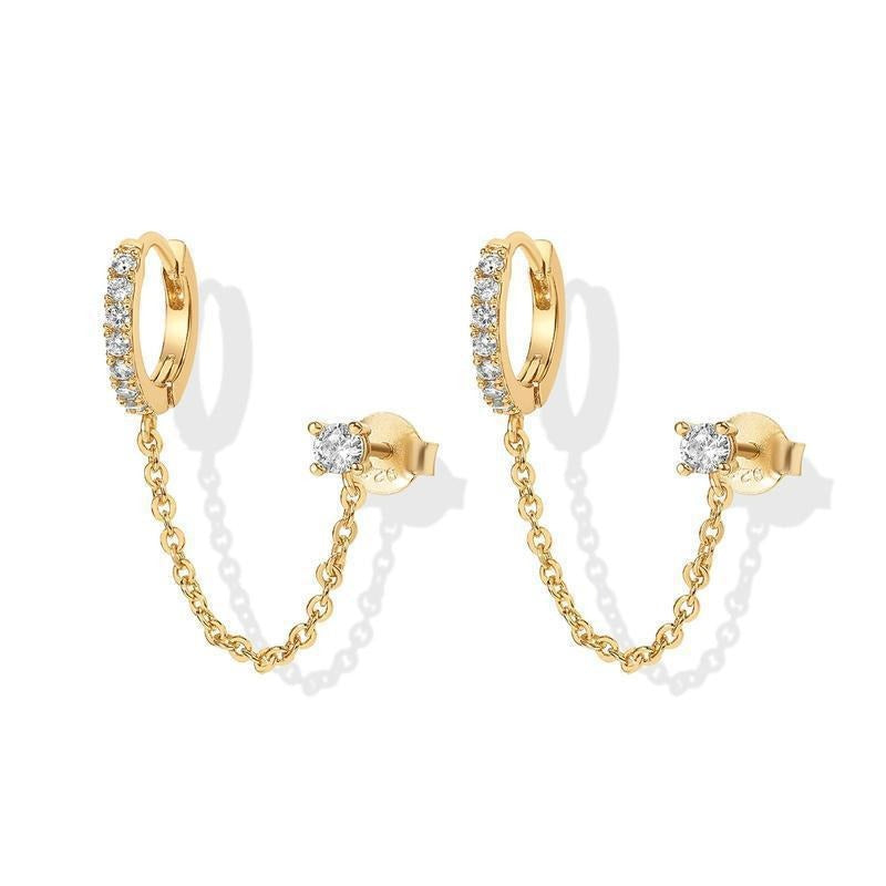 S925 Silver Single-Row Diamond Stud Earrings