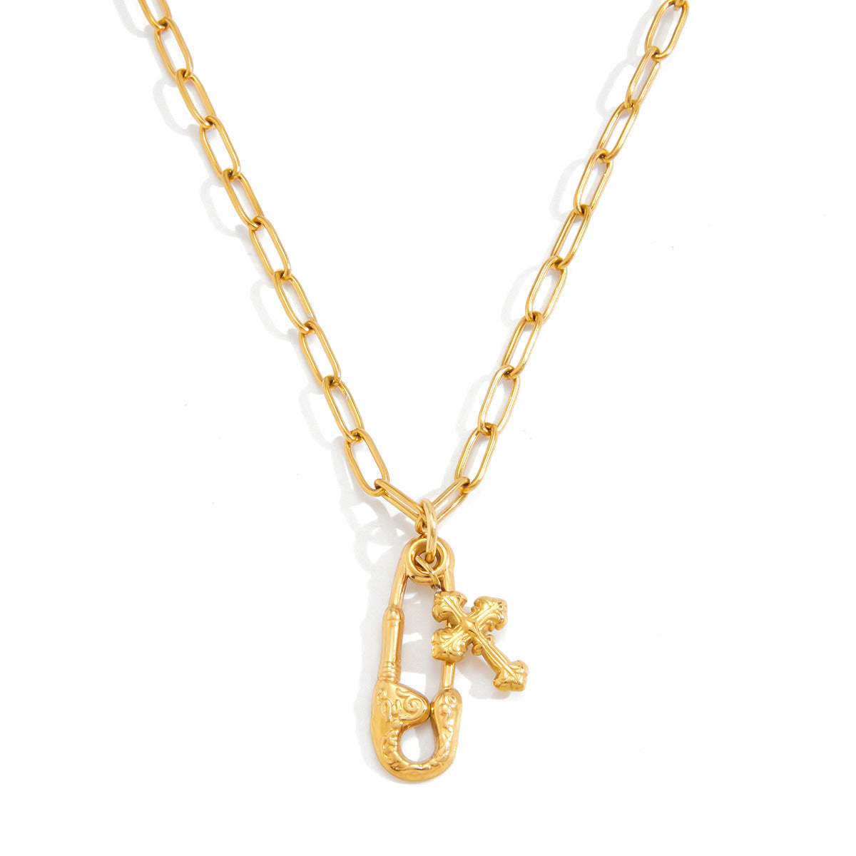 Stainless Steel Paperclip Pendant Necklace