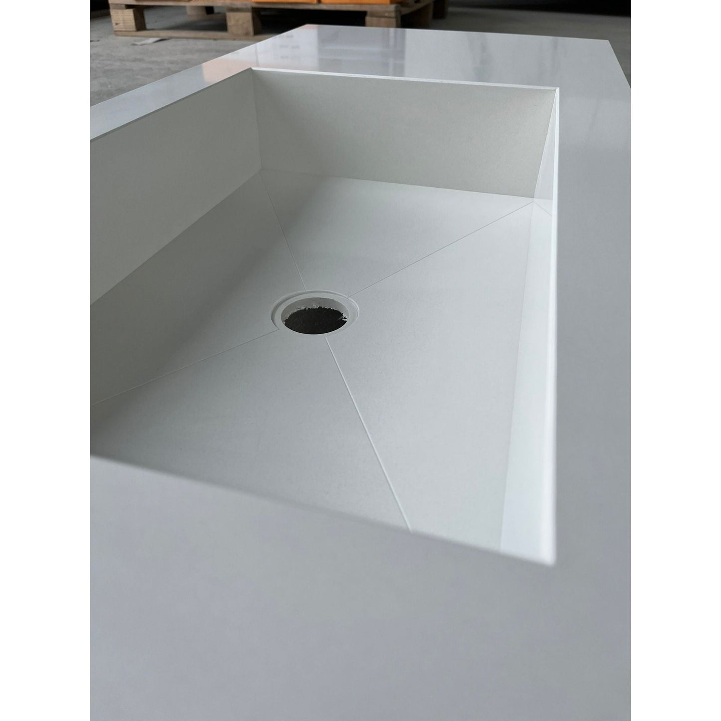 Pure White Quartz Kitchen Sink Handcrafted Engineered Stone Durable Bath Fixture