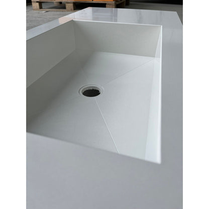 Pure White Quartz Kitchen Sink Handcrafted Engineered Stone Durable Bath Fixture