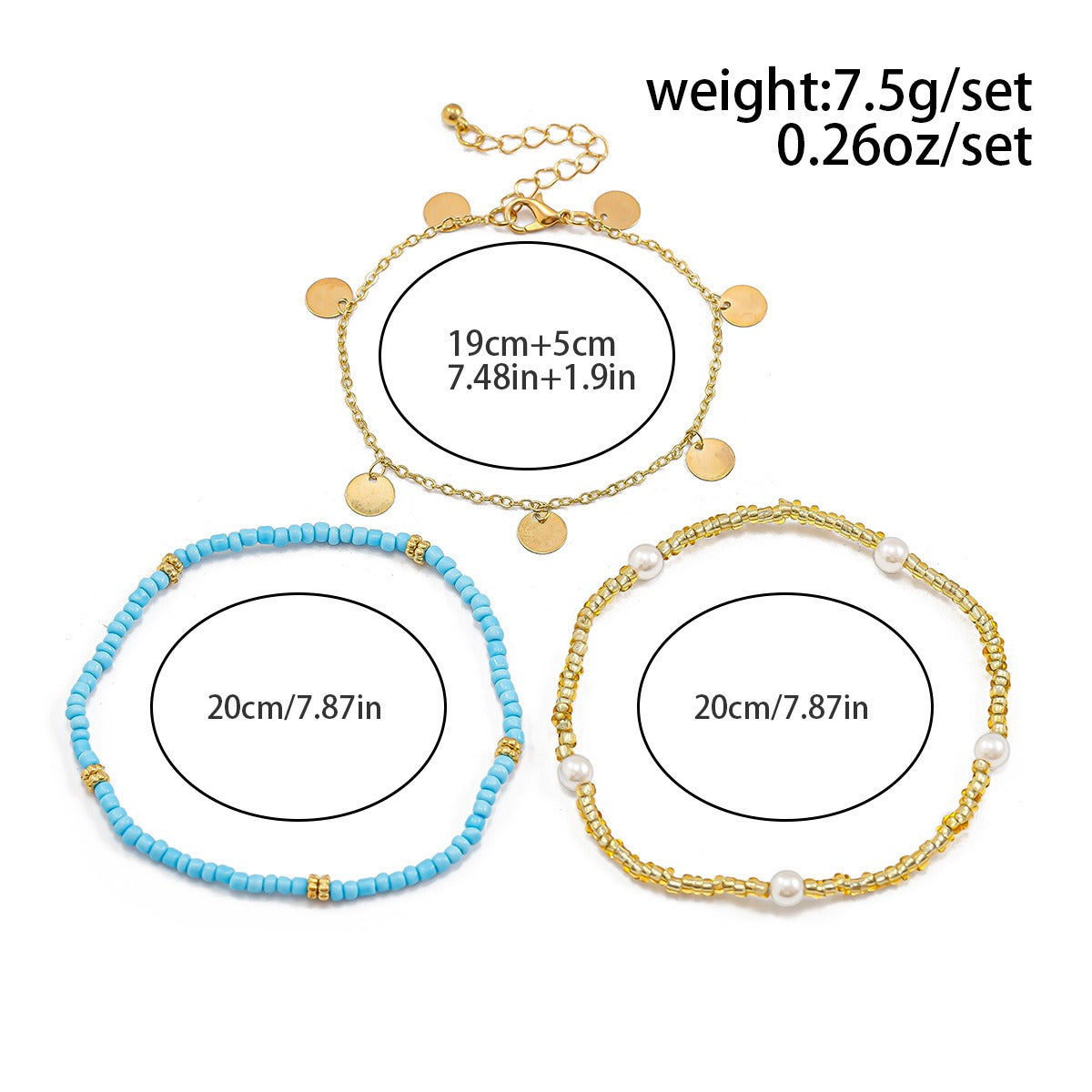 Ocean-style shell and starfish beaded tassel turtle anklet