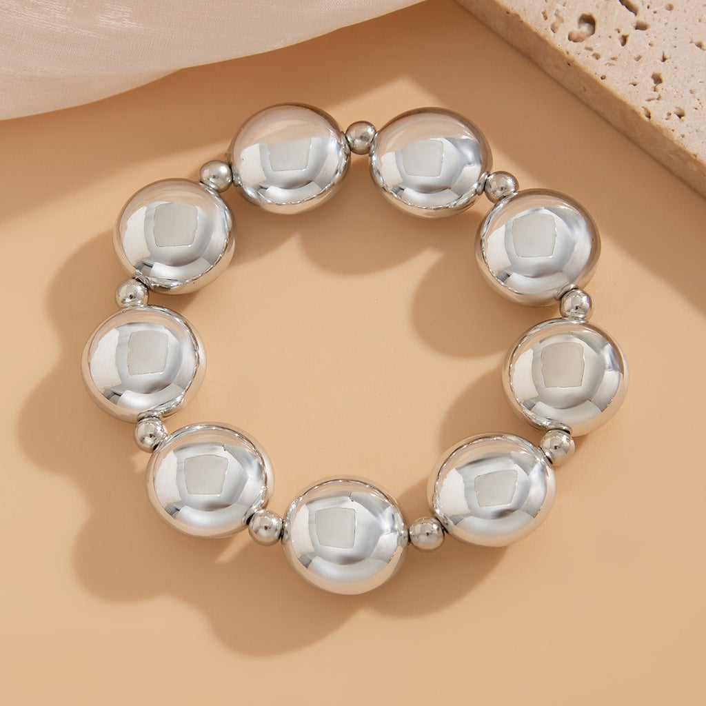 18k gold irregular personalized geometric round bead bracelet