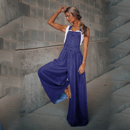 Women’s wide leg denim overalls