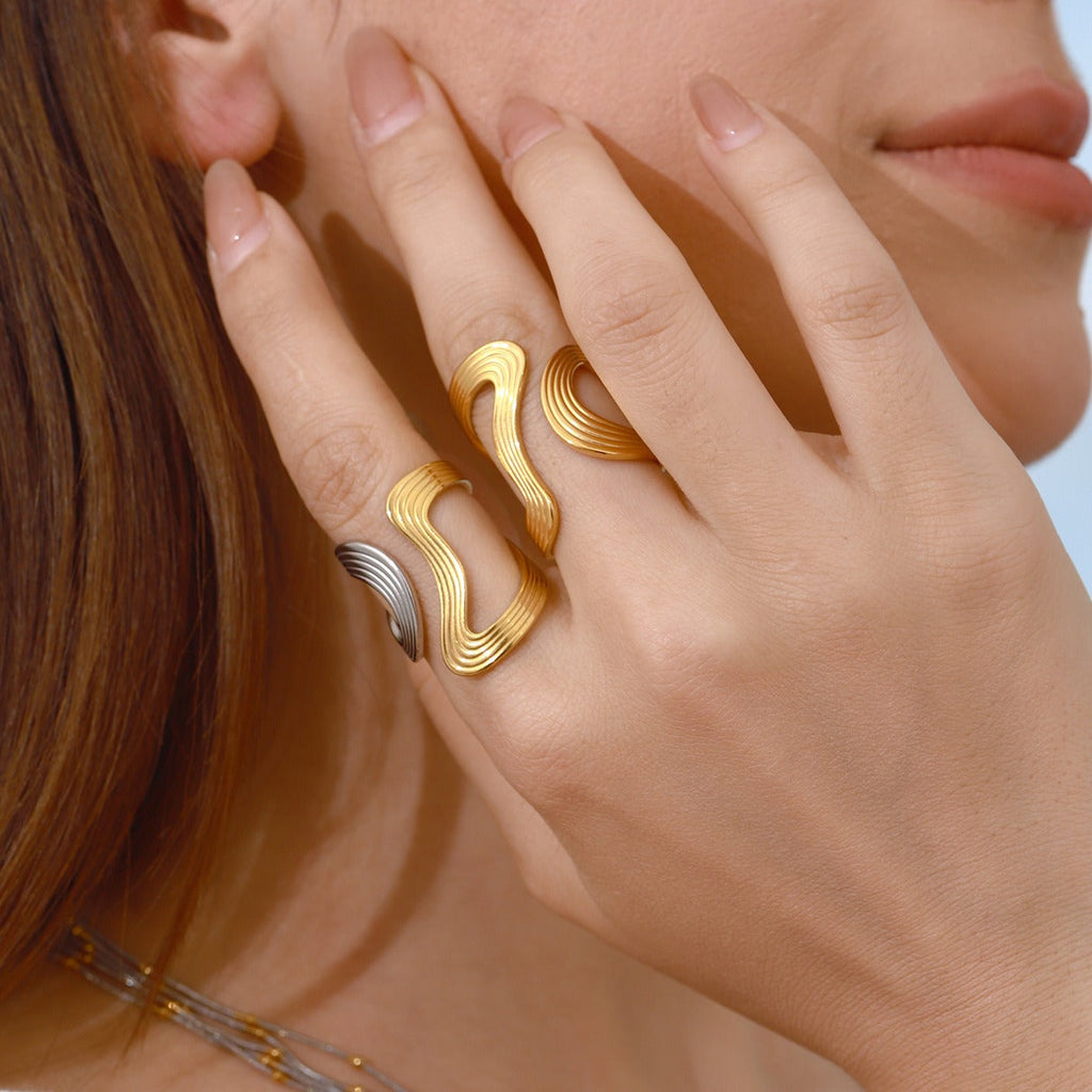 18K gold earrings, rings, and bracelets for a luxurious and high-end look