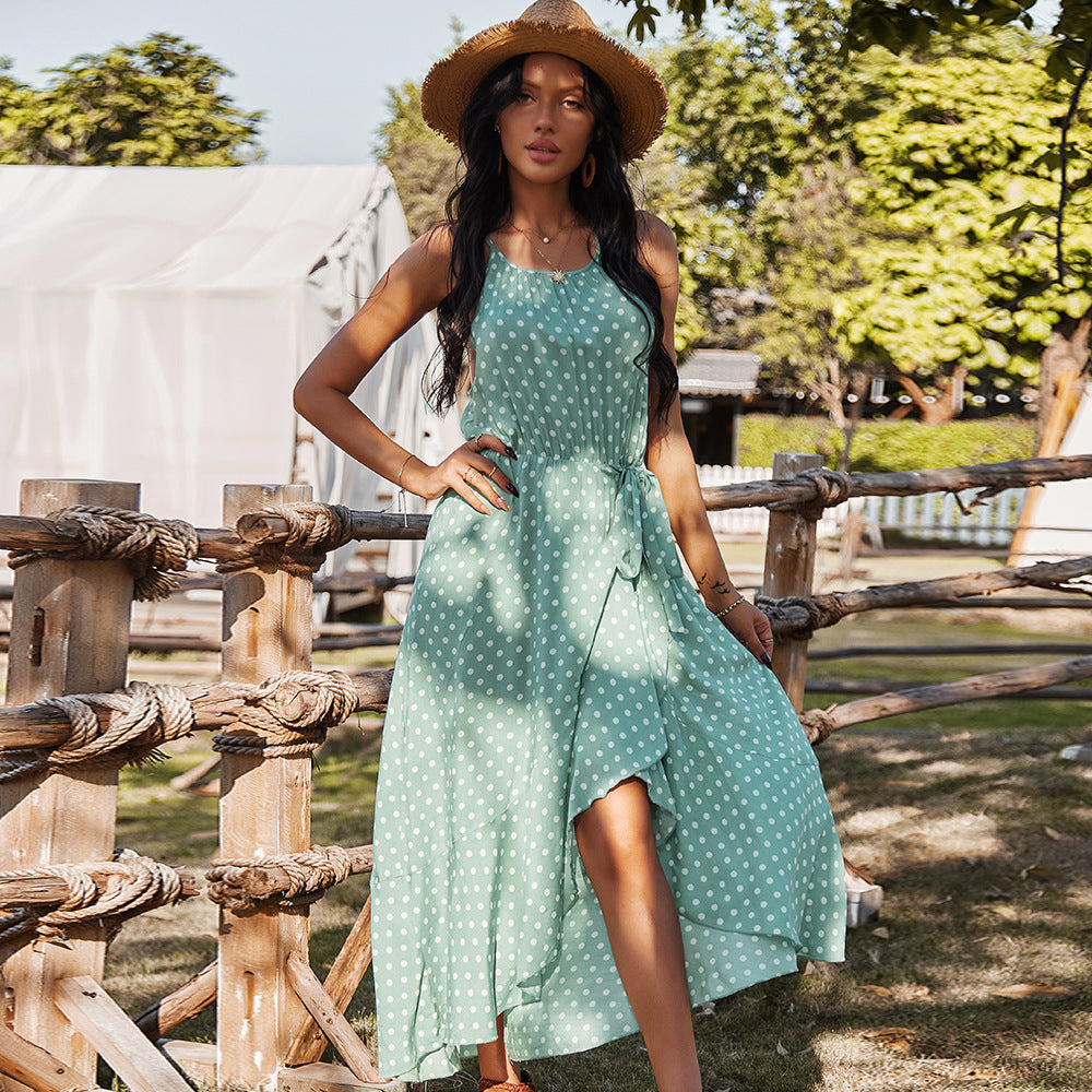 Spring Summer Casual Women Clothing Sling Polka Dot Dress