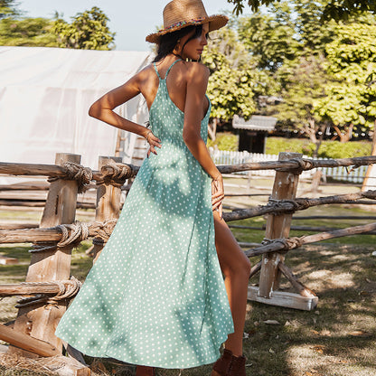 Spring Summer Casual Women Clothing Sling Polka Dot Dress