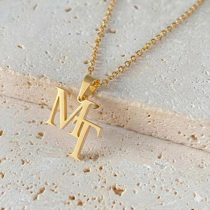 Custom interwoven double letter necklace
