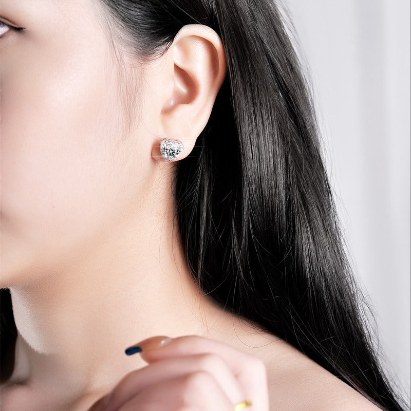 S925 romantic heart-shaped sterling silver earrings