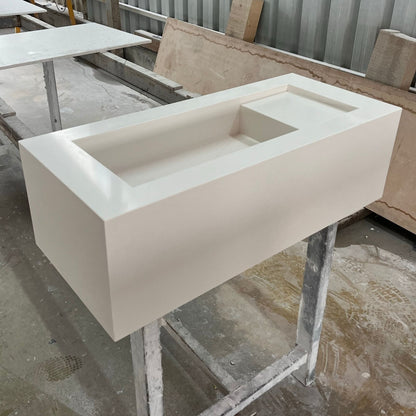 White Quartz Handcrafted Kitchen and Bathroom Sink - Engineered Stone Durability