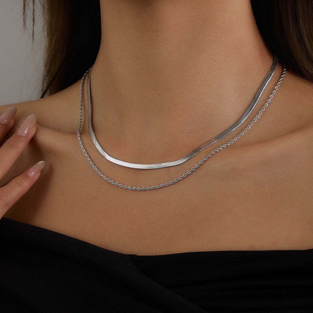 Double chain design simple personality necklace