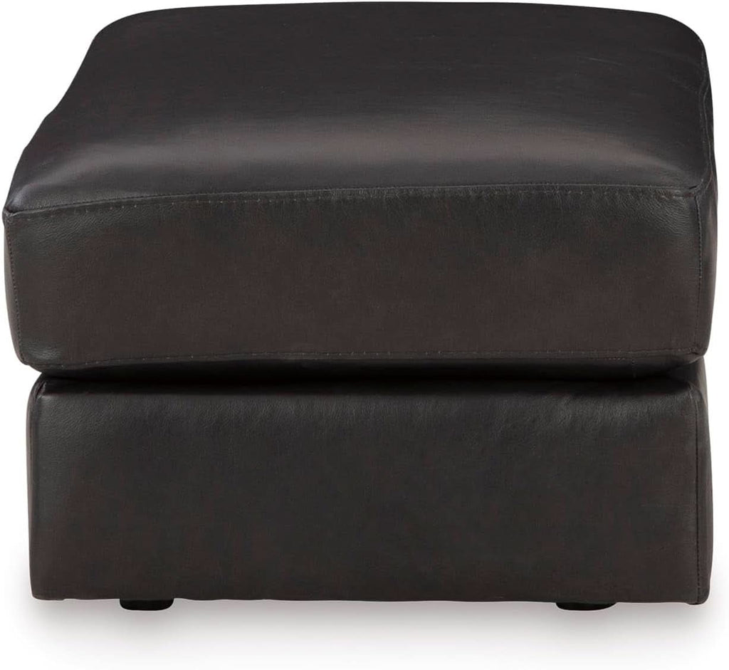 Contemporary Black Cushioned Rectangular Ottoman Finish