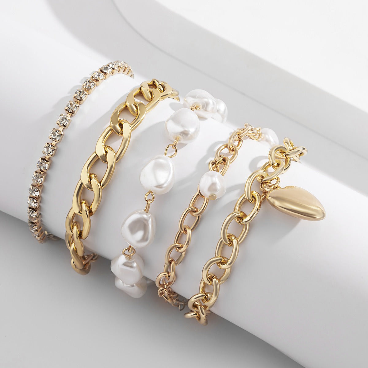 18k gold elegant Baroque special-shaped pearl heart chain bracelet