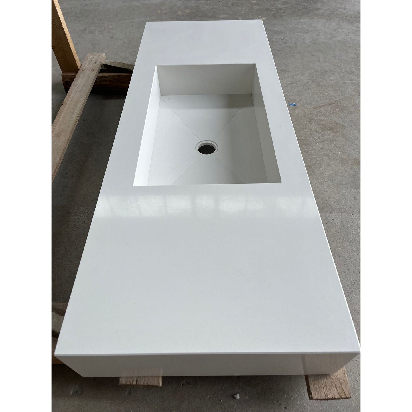 Pure White Quartz Kitchen Sink Handcrafted Engineered Stone Durable Bath Fixture