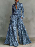 Leopard Print Wide-Leg Pants Set – Women’s Casual Two-Piece