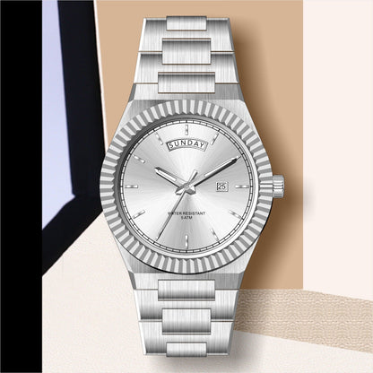 Business Gentleman's Log-Type Quartz Waterproof Steel Strap