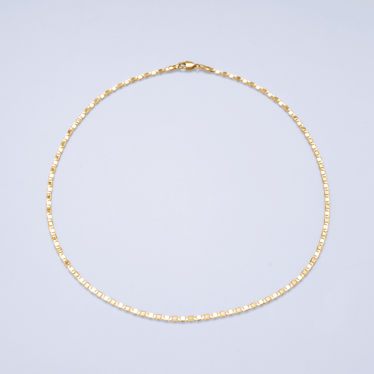 24K Gold Filled 2.5mm Minimalist Mariner Link Chain 17.7 Inch Necklace | WA-01071