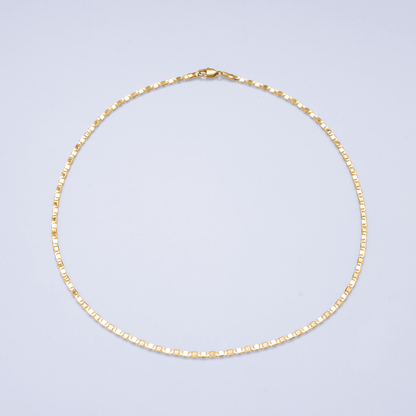24K Gold Filled 2.5mm Minimalist Mariner Link Chain 17.7 Inch Necklace | WA-01071