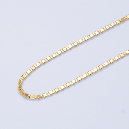 24K Gold Filled 2.5mm Minimalist Mariner Link Chain 17.7 Inch Necklace | WA-01071