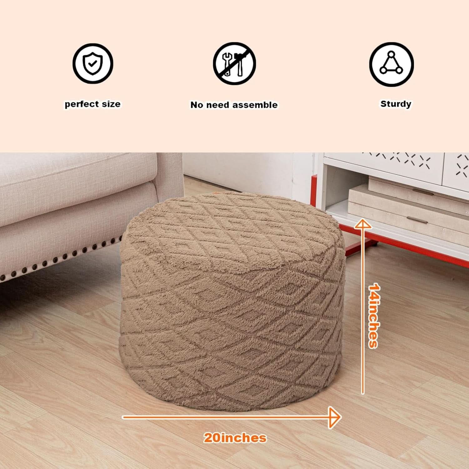 20x14 Inches Light Coffee Ultra Soft Foot Rest Ottoman