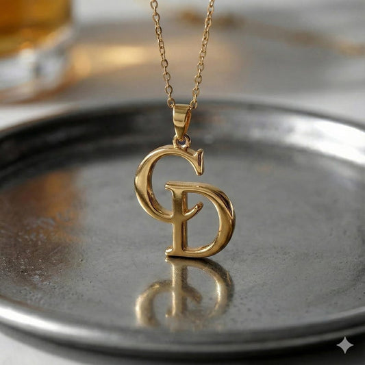 Custom interwoven double letter necklace