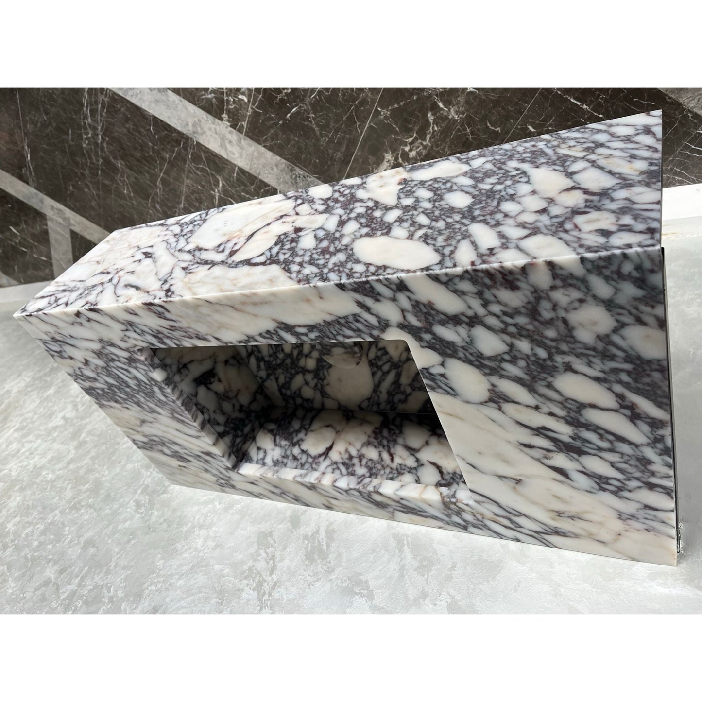 Calacatta Viola Marble Bathroom Vanity Sink Handcrafted Custom Contemporary Style