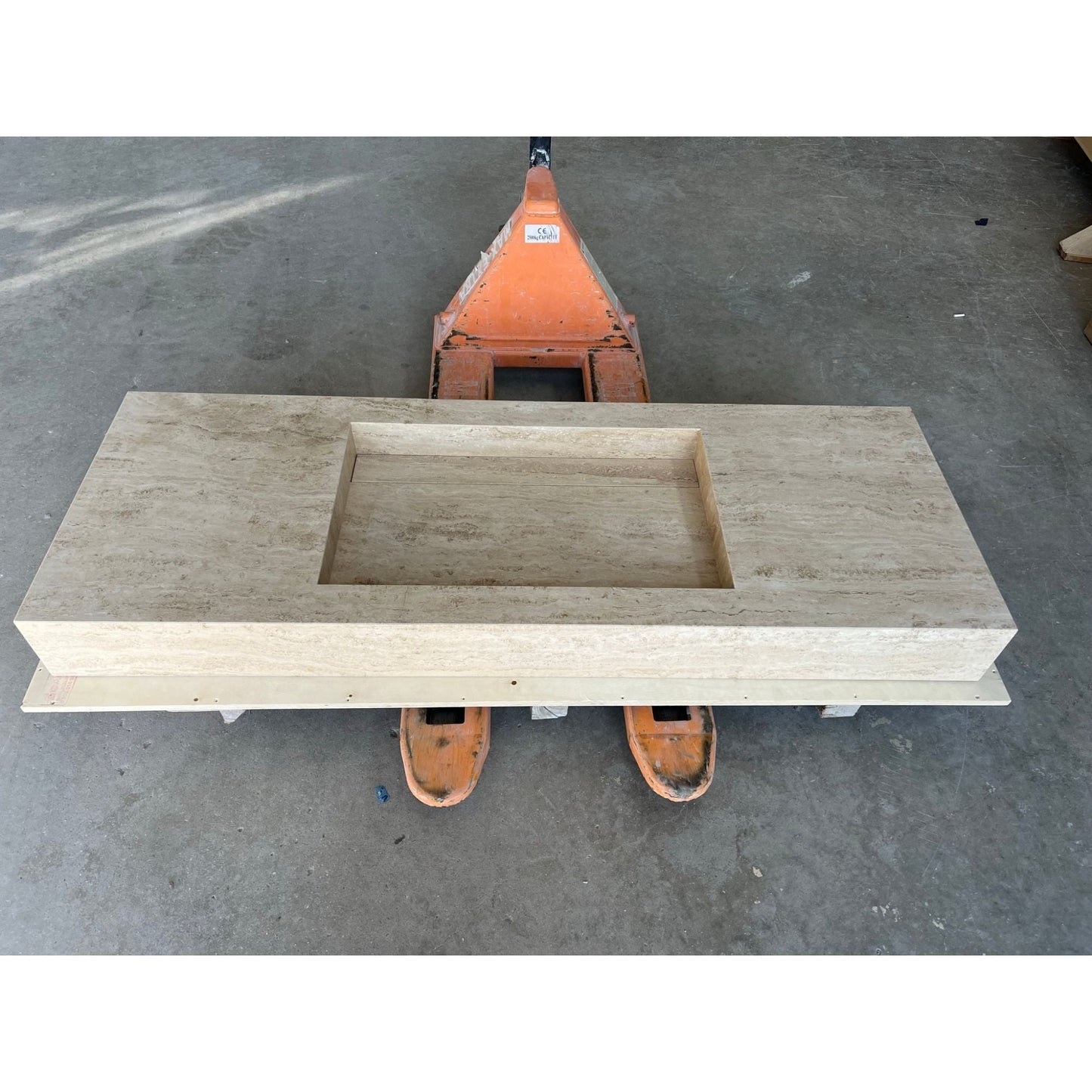Travertine Sink Warm Beige Handcrafted Natural Stone Custom Design