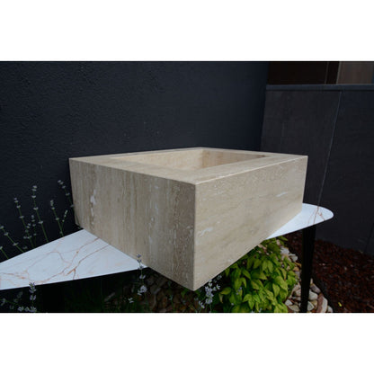 Travertine Bathroom Sink Handcrafted - Custom Artisanal Design
