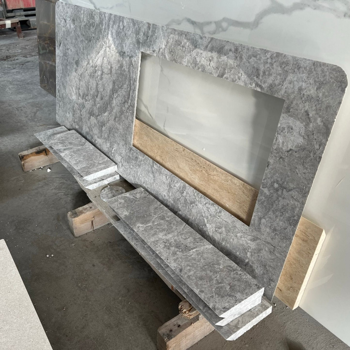 Tundra Grey Marble Handcrafted Vanity Sink - Luxury Bathroom