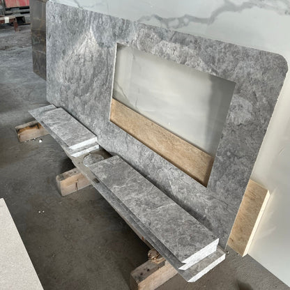Tundra Grey Marble Handcrafted Vanity Sink - Luxury Bathroom