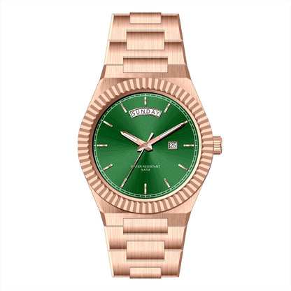 Business Gentleman's Log-Type Quartz Waterproof Steel Strap