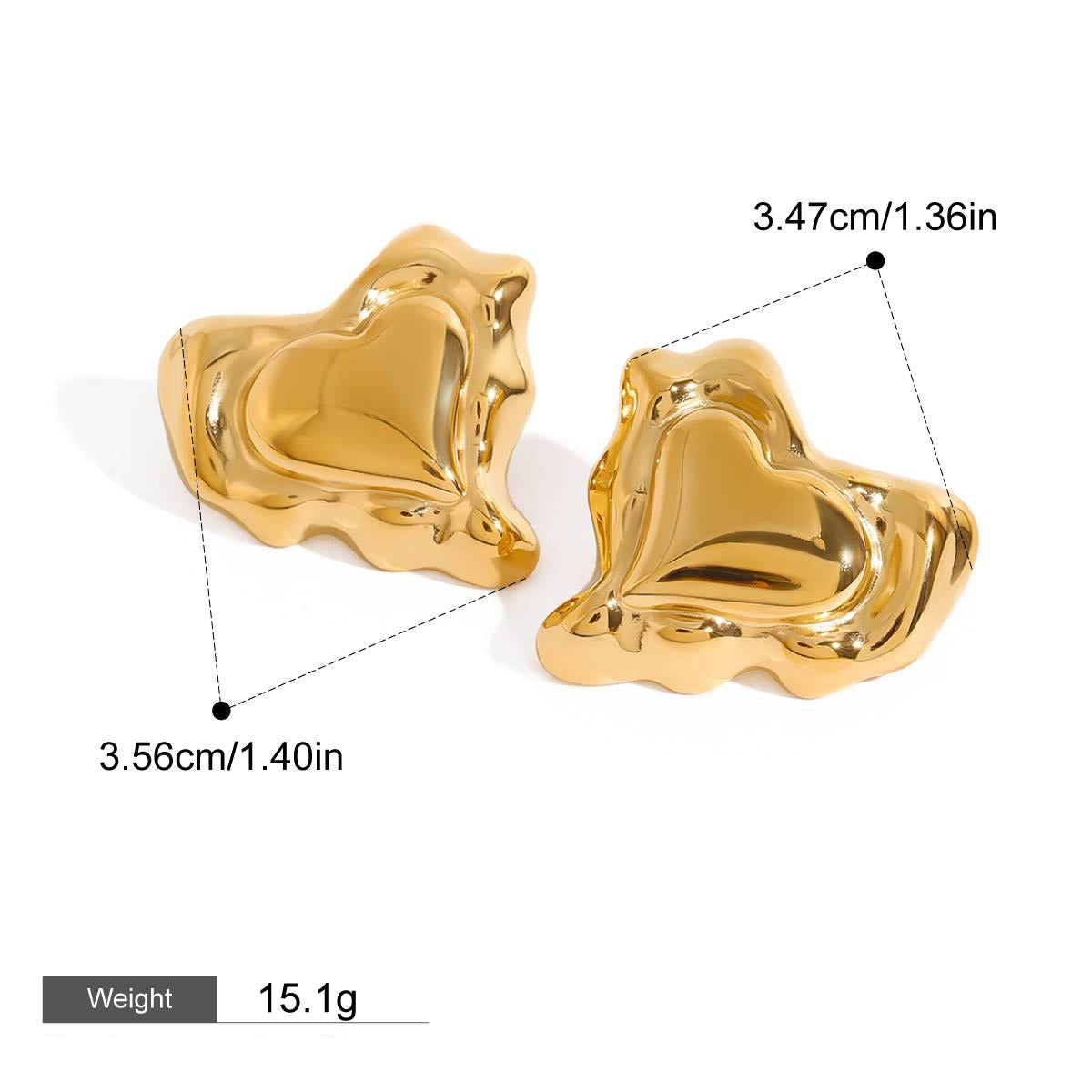 18k gold heart-shaped earrings with exquisite and noble design