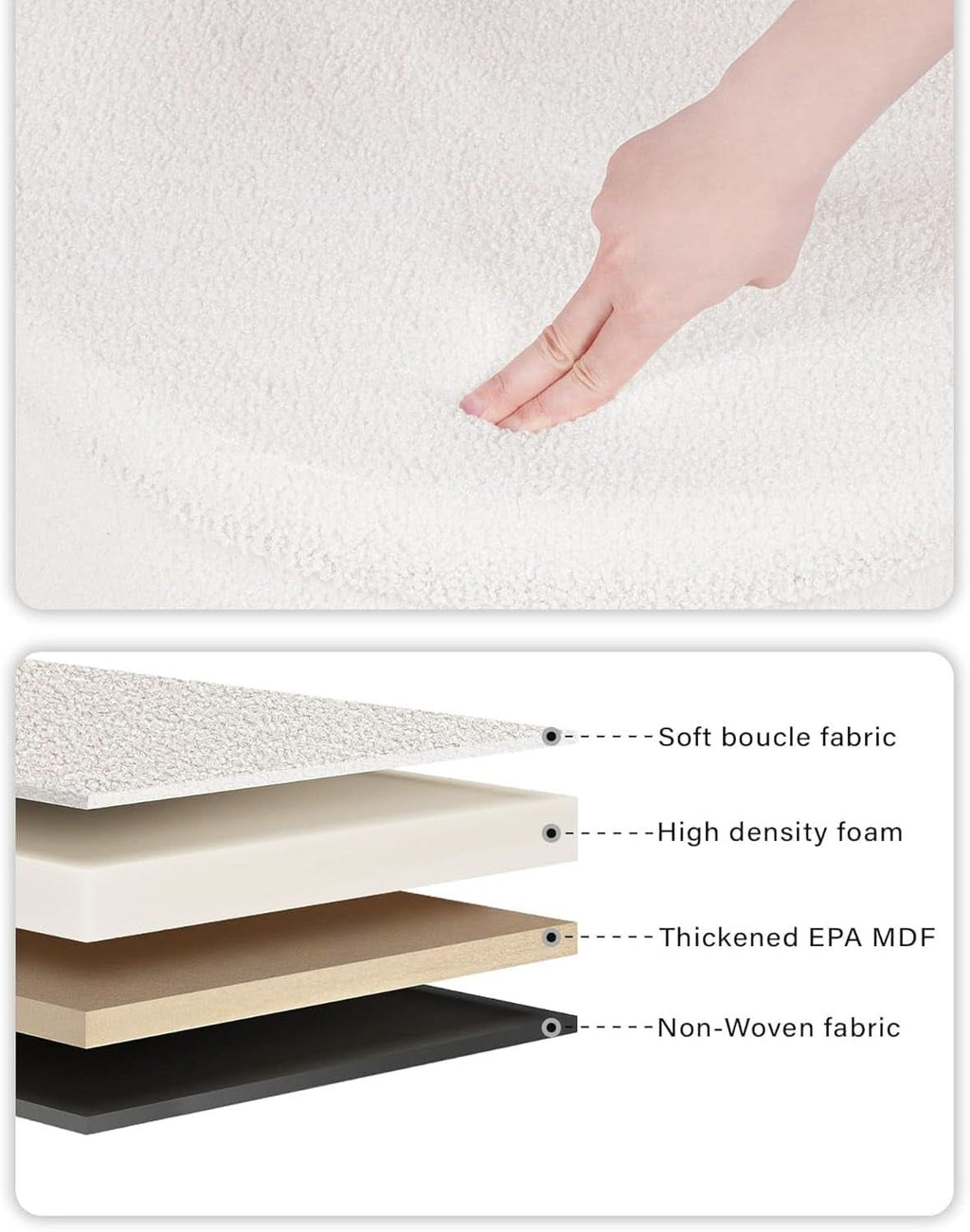 Round Sherpa Boucle Storage Ottoman White 22 Inches