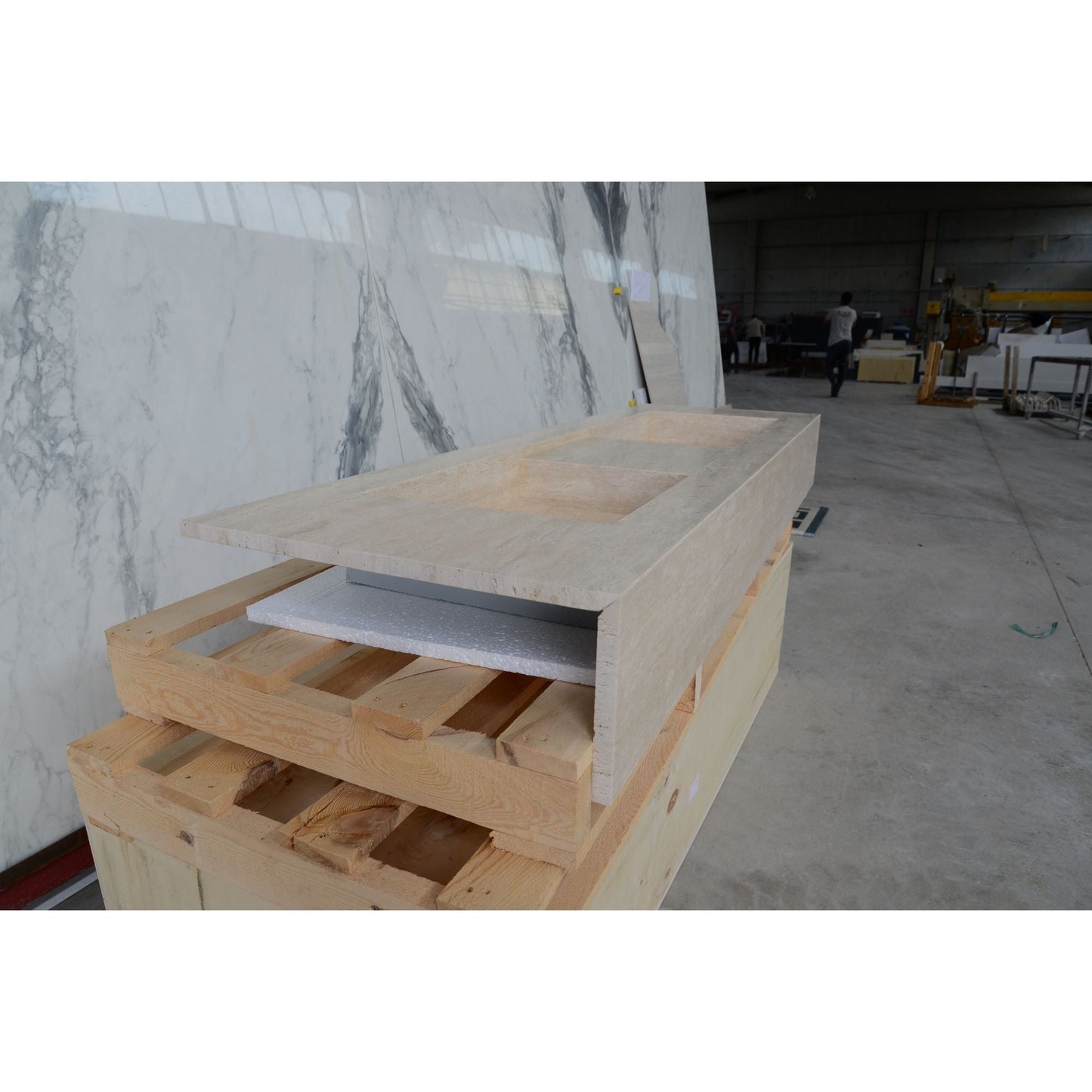 Travertine Double Sink - Handcrafted Custom Artisanal Stone Resort Luxury Bath