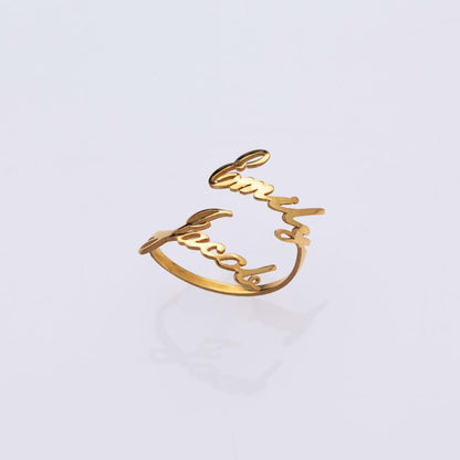 Customized Double Name Open Ring