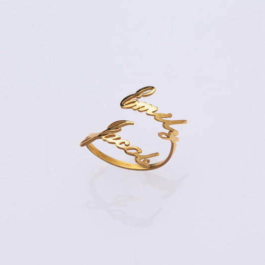 Customized Double Name Open Ring