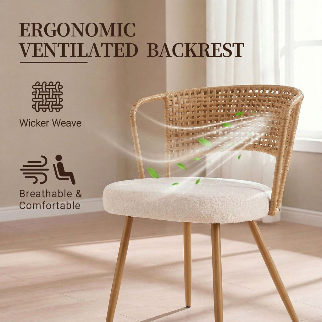 Dining Chairs With Wing Back Design For Kitchen (Set of 2) - Beige / Brown