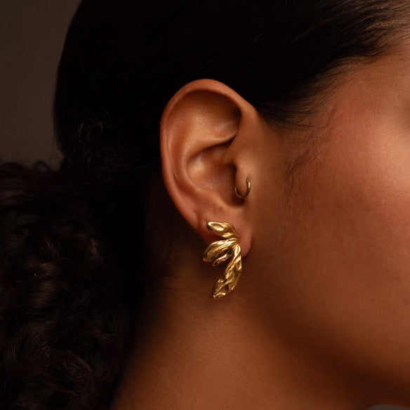 18K gold geometric wings design trendy personality earrings