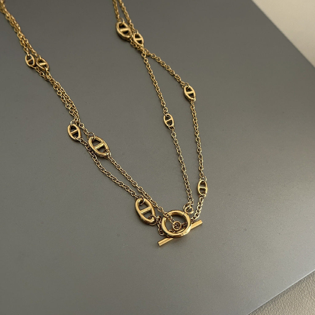 18K gold-plated titanium steel pig nose necklace